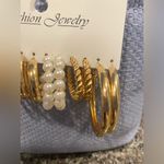 H&M Gold and Pearl Hoop Earrings Set x6 Photo 1
