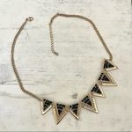 Gold tone black beaded triangle necklace Photo 0
