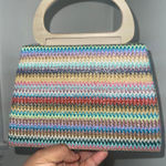Alessia Bianchi striped cloth, wood top handle crossbody bag Photo 0