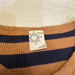Striped Navy and Tan Sweater Blue Photo 1