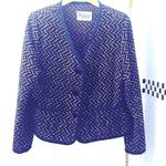 Beluva black mixed tweed cotton woven jacket. Pockets on front. Unlined.Size S/M Photo 2