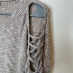 Cato  Long Sleeve Open Shoulder Crisscross Ribbed Textured Shirt Size Medium Photo 1