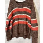 Aerie Offline By Chunky Knit Sweater Women’s Brown Red Striped Size Medium Photo 1