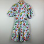 UNTUCKit for Her Sierra Dress Women's 6 White Blue Fruit Print Puff Sleeve NWT Photo 1