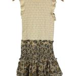 Anthropologie Current Air Sweater Dress Large Smocked Ruffle Crewneck Floral S Photo 2