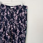 H&M [] Navy Blue Floral Print Side Stripe Wide Leg High Rise Trouser Pants Sz 16 Photo 5