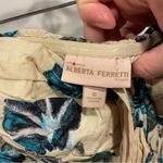 Adorable pleated strapless mini dress Alberta Ferretti flare floral cream aqua Blue Size 6 Photo 10