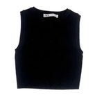 ZARA Casual Ribbed Sleeveless Knit Crop Top Crew Neck 90s y2k S Black #3137 Photo 12