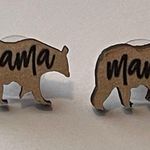 Mama bear wood earrings wooden mother mom stud studs new gift Photo 2