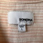 Sonoma Goods For Life Womens‎ Pink Striped Roll Tab Sleeve High Low Top L Size L Photo 1