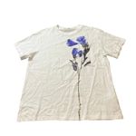 Golden Goose ‎ Golden Tee with blue flower print White Shirt Womens Size Large Photo 1