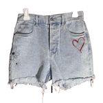 PacSun Shorts 90S Girlfriend Button Fly Denim Shorts Cut Off size 26 with heart Photo 0