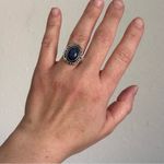 NEW Natural Blue Tanzanite 925 Sterling Silver Oval Ring Size 7 Photo 2