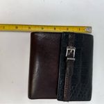 Brighton Croc Embossed Two-tone Tri Fold Wallet Black Brown Photo 9