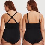 Torrid  Neon Pink & Black Lattice Push Up One Piece Swimsuit Size 2 Photo 4