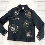 Blaine Trump Black Floral Long Sleeve Button Down Shirt Size XS Photo 0