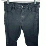 American Eagle  Women's Black Skinny Jeans Size 14 Long Stretch Mid Rise Photo 4