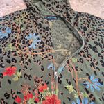 "Til The End" Floral Leopard Print Hoodie Sweatshirt Size XL Green Photo 8