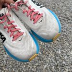 Hoka Women’s 8B  Bondi 8 Running Shoe - White Blue Pink Photo 2