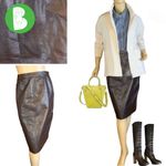 PELLE CUIR VINTAGE 1990'S BROWN GENUINE LEATHER SKIRT (10) Photo 1