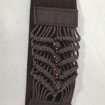 Woven & Beaded Stretch Belt, Dark Brown Photo 2