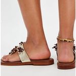 Free People NWOT  Sadie Fringe Sandals in Gold Metallic Photo 2