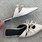 Antonio Melani NWOT 100% genuine leather cream pointy toe bow mule designer Photo 4