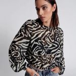 One Teaspoon Black White Dimensions Bubble Long Sleeve Blouse Top NWT Size XXL Photo 1