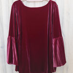 Womens Velvet Top Size 2X Dark Pink Bell Sleeve Boho Holiday Romantic Party Luxe Photo 0