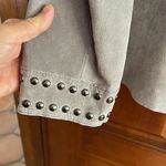 Chi by Carlos Falchi suede leathered studded jacket/shirt size XL Gray Photo 1