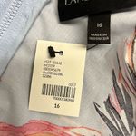 Lane Bryant Pastel Blue Floral Asymmetrical V-Neck Top with Back Zipper- Size 16 Photo 12