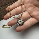 Talbots Clear Rhinestone Two Tone Pendant Gold Tone Chain Necklace Signed Photo 1