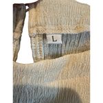 Textured Cream Long Sleeve Romper Women’s Large Puff Sleeve Keyhole Back Dressy Photo 6