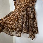 C/MEO COLLECTIVE  yellow gold leopard print vneck side tie mini dress medium Photo 3
