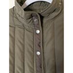 Elie Tahari  Quilted Jacket Olive Green Snap Button Front Coat‎ Sz S - flaw Photo 3