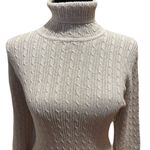 Peruvian Connection Cable Knit Turtleneck Sweater Sz L Taupe Tan Basic Photo 2