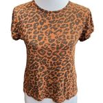 ZARA Animal Print Short Sleeve Shirt Brown Black Size Medium Photo 0