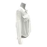 XOXO Women's White Chiffon Embroidered Lace Sheer Top Blouse Size Medium Photo 4
