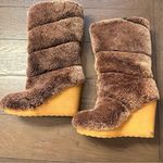 Tory Burch  Brown Shearling Wedge Boots Photo 0