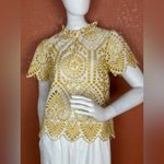 MINKPINK  Elegant Yellow and White Lace Top Size Small Photo 1