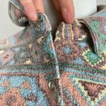 Forenza Fleece Shirt Jacket L Southwestern Printed Button Up Drawstring Vintage Photo 4