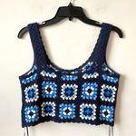 Sincerely Jules  Granny Square Crochet Crop Tank Top Blue XS Photo 4