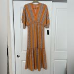 Taylor Mango Boho Striped Maxi Dress Orange Size 8 Photo 1
