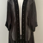 Ulla Popken Kimono Duster Womens 20/22 Black Lace Beaded Sheer Whimsigoth Size undefined Photo 0