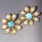 Bugbee & Niles Elegant Vintage Floral Earrings with Blue Accents Gold Photo 0
