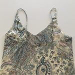 Bishop and Young  Cream Boho Paisley Print Silky V-Neck Tank Top Small Photo 3