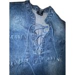 Wet Seal Wet‎ Seal Denim Dress XS Long Sleeve Lace Up Fringe Hem Casual Shirt Dress Photo 8