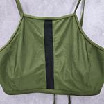 None 08. Green Black Padded Tie Bikini Swimwear Top XL Photo 2