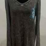 Central Park West Women's Black Long Sleeve Top with Blue Design Photo 0