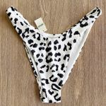 Aerie Super High Cut Cheekiest Bikini Bottom in White Black Leopard S NWT Photo 0